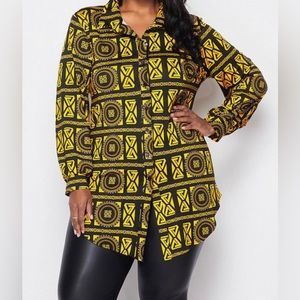 Black and Gold Multi Colored Button Down Shirt